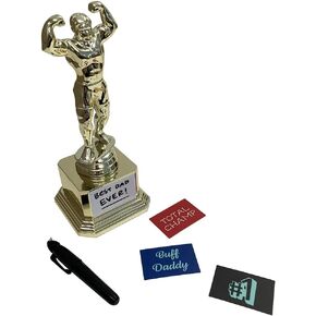 Customizable Gold Trophy Cup- Weighted Plastic Novelty Funny Humor Gift for kids, awards, trophy medals, party, rewards, prizes, celebrations, reusable- 8" H x 3.25" W