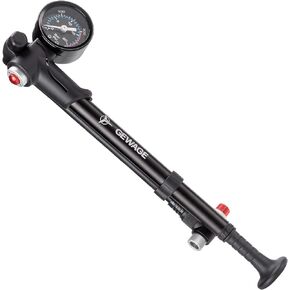 Shock Pump for Mountain, Road Bikes and Motorcycle - 300 Psi High Pressure for Front Fork and Rear Suspension Air Shocks Pump with Gauge -Portable Mini Pump with Air Bleed Button