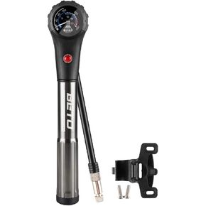 Bike Tire/Shock Pump MTB, 300psi High Pressure for Rear Shock & Suspension Fork, Mountain Bike/Motorcycle, Schrader & Presta Valve Adapter, with Dial-Gauge/Bleed Valve/Mounting Bracket