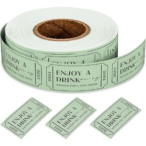 AnyDesign 1000Pcs Sage Green Drink Tickets Roll Single Raffle Tickets Party Ticket 2" x 1" for Events Wedding Parties Class Reward Fundraiser Prizes, 1 Roll