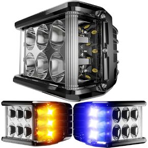 4P 3X3 LED Cube White/Amber Pods Flood Strobe Pods with Chaser RGB Halo 16 Solid Colors Over 92 Flashing Modes Offroad Fog Frontlights Flasing 3x3 Lights with Switch Wiring Harness