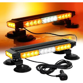 ASPL 16.8 Inch LED Strobe Flashing Light Bar, 26 Flashing Modes High Intensity Emergency Hazard Warning Beacon Lights with Magnetic Base for Car Trucks Trailer Roof Safety (Amber White Amber)