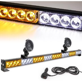 Emergency Light Bar 35.5 Inch 13 Flash Patterns 32 Led Warning Lights Traffic Advisor Bar Yellow Strobe Safety Lights with Cigar Lighter (35. 5 Inch, Amber Yellow)