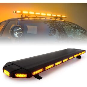 Xprite 48" Amber Emergency Strobe Bar Lights Black Hawk Hevy-duty Rooftop Security Flashing Hazard Warning Lightbar for Tow Trucks Construction Vehicles Traffic Pilot Cars Snowplow