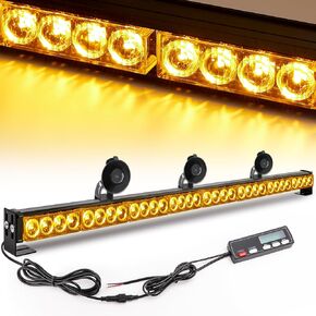 Traffic Advisor Light Bar 36 Inch 16 Flash Modes 32 Led Emergency Strobe Warning Lights Directional Bar Hazard Warning Flashing Safety Light with Led Display Screen Controller(35.5 Inch, Yellow/Amber)