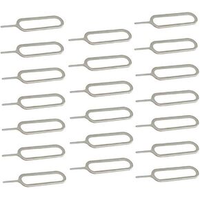 eTECH Collection Sim Card Tray Remover Eject Pin Key Tool for iPhone iPad Samsung Galaxy Smart Phone/Tablet and More (Silver) (20 Pack)