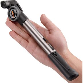 Mini Bike Pump with Pressure Gauge - Presta & Schrader Bike Tire Pump - 120 PSI Portable Bicycle Air Pump for Road & Mountain Bike