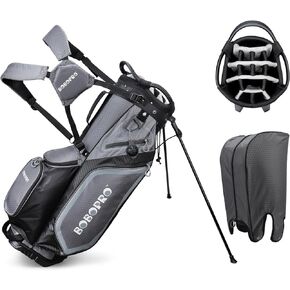 Golf Stand Bag, Golf Bags with Stand, 14 Way Top Divider Golf Club Bag with 7 Pockets, Cooler Pouch and Rain Hood, Dual Shoulder Straps, Lightweight and Waterproof for Men Women