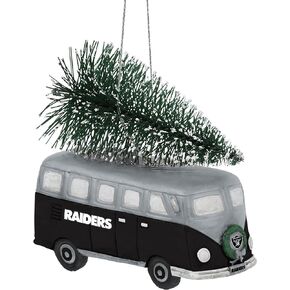 foco NFL Retro Bus with Tree Hanging Christmas Tree Holiday Ornament