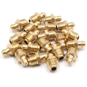uxcell a17083100ux0253 20Pcs M10 x 1 Thread Brass Straight Grease Zerk Nipple Fitting for Auto Car 20 Pack