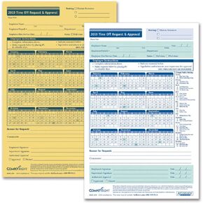 نموذج طلب الإجازة والموافقة لعام 2020، صغير (5 1/2 بوصة × 8 1/2 بوصة)، جزأين، حزمة من 50 قطعة (A00452020AMZ) in Kuwait