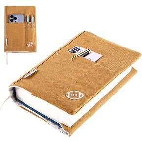 Canvas Book Covers with Iron-on Embroidery Patch, Washable Book Protector, Cute Book Cover for Paperback Novels, Adjustable Book Cover for Hardcover with Pockets for Pen, Book Lovers Gifts