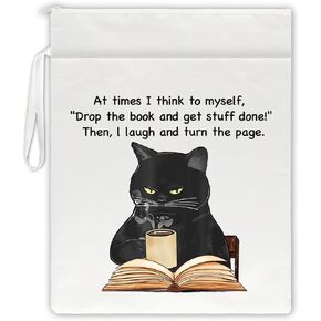 at Times I Think to Myself White Washable Fabric Book Sleeve, Funny Book Cover Protector Gift for Book Lover, Book Reader Gift for Cat Lovers, Bookish Gift for Coffee Lovers, Bookworm Gift in Saudi Arabia