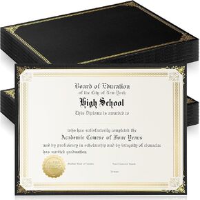 Kosiz 50 Pcs Single Sided Certificate Holders with Gold Foil Border for 8.5 x 11'' Certificates Cardstock Document Papers Graduation Diploma Covers Competition Supplies, Linen Textured (Navy Blue)