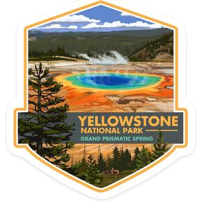 Die Cut Sticker Yellowstone National Park, Grand Prismatic Spring, Contour Vinyl Sticker 1 to 3 inches (Waterproof Decal for Cars, Water Bottles, Laptops, Coolers), Small