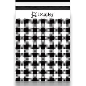 100 Count - 12 x 15.5 inch, Poly Mailer Black Gingham Plaid Package Envelope, Mailing Shipping Bags with Self Seal Strip