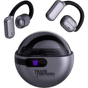 Transformers Open Ear Headphones Earbuds Wireless Bluetooth 5.4 30h Playtime Gaming Noise Canceling Earbuds Wireless with Mic Earhooks Over Ear Headphones Waterproof for Sport Android/iOS Grey