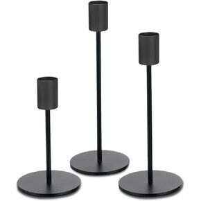 Black Candlestick Holders for Taper Candles Set of 3, Metal Tapered Candle Holders, Tall Candle Sticks Holder Decor for Wedding, Dinning, Party, Anniversary, Fits 3/4 Inch Thick Candle
