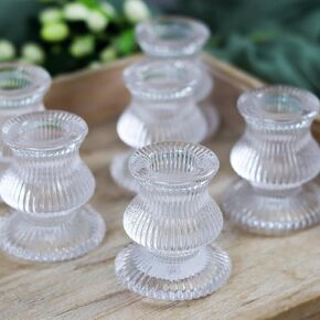 WDHODEC Taper Candle Holders 12PCS Glass Candlestick Holders for Table Centerpiece Colorful Candle Sticks for Wedding, Party and Festival Decoration(Blue&Green)