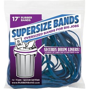 Alliance Rubber 08995 SuperSize Bands, 17" Blue Large Heavy Duty Latex Rubber Bands (4 ounce resealable bag contains approx. 12 bands)