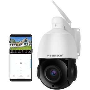 4MP PTZ Security Camera Wireless Outdoor, 18X Optical Zoom Surveillance IP Camera with Human Auto Tracking & Zoom, 2-Way Audio, 387ft, Night Vision Siren, IP66 for Backyard School Office
