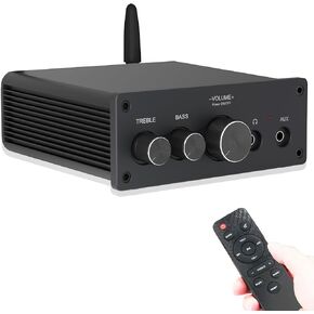 Bluetooth Audio Amplifier,LONPOO 2.0 Channel Mini Class D Integrated Amp for Bookshelf Speaker with Optical Port,Coaxial Jack,USB Playback,Aux-in,200 Watts RMS (Metallic) in Kuwait