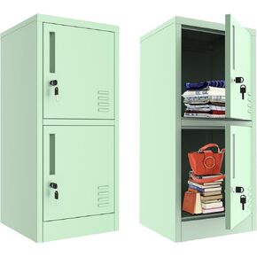 Metal Locker Storage Cabinet, 2 Door Metal Storage Cabinet with Locking Doors and Shelves File Cabinet Organizer Suitable for School, Office, Home, Living Room