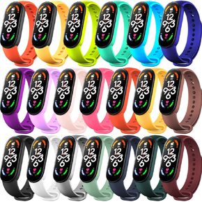 BANGTING 20 Pieces Strap Replacement Compatible with Xiaomi Mi Band 7/6 / 5 and Amazfit Band 5, Bands for Xiaomi Mi Band 7 Bracelet Wristbands Accessories for Mi Fit 6 Straps (20 Colors) in Kuwait