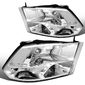 مصابيح أمامية من DNA MOTORING HL-OH-DR09QUA-CH-AM متوافقة مع 10-18 Ram 1500-5500، تناسب نماذج المصابيح الأمامية المزدوجة أو الرباعية، لا تناسب نمط جهاز العرض في المصنع