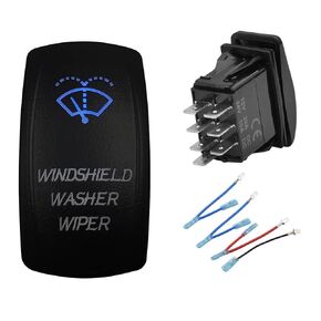 Blue Led Windshield Washer Wiper Momentary Rocker Switch 7Pin Mom (ON)-Off-ON DPDT Washer Jet Toggle Switch for Automotive UTV RZR Truck Camper RV Tractor 12V 24V