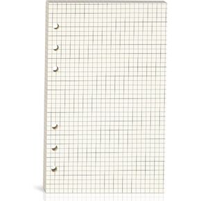 A6 Grid Refill Paper, A6 Graph Rule Paper/Quad Rule Filler Paper, 6-Hole Punched, Loose-Leaf Paper for 6-Ring Binders,80 Sheets (160 Pages),6.69 x 4.13 Inch,Beige