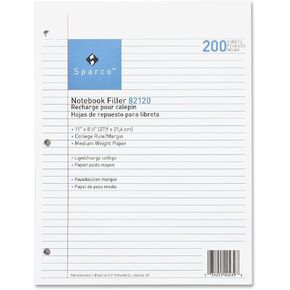 Sparco Notebook Filler Paper - Letter, White