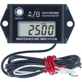 Runleader Digital Hour Meter Tachometer, Maintenance Reminder, Max RPM Recall, Use for ZTR Lawn Mower Tractor Generator Marine Outboard ATV Jetski Motor Motorcycle Snowmobile and Gas Powered