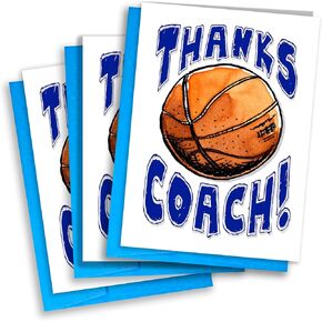 Play Strong Thanks Basketball Coach You're Awesome 3-Pack (5x7) Greeting Thank You Cards Set Perfect for Youth Sports Basketball Players, Teams, Coaches, Family and Fans - Your Coaches Will Love 'Em!