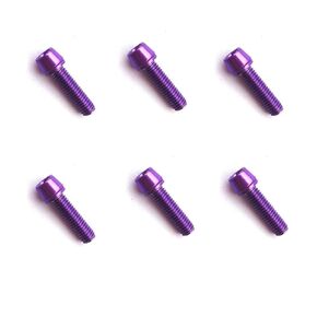 M5x18mm Stem Bolts Titanium Plating Stainless Ti Allen Hex Tapered Head Bolt with Washers Screw for Bicycle Stem Parts Pack of 6 (Purple)