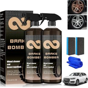 2PCS Brake Bomber Wheel Cleaner,Non-Acid Wheel Cleaner,Brake Bomber Spray,Brake Dust Cleaner,Perfect for Cleaning Wheels and Tires,on Alloy, Chrome,Painted Wheels