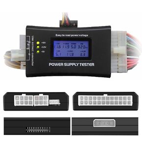 [Digital Computer Power Supply Tester] for ATX ITX BTX PCI-E SATA HDD PSU 20/24 Pin LCD Display with Buzzer Alarm