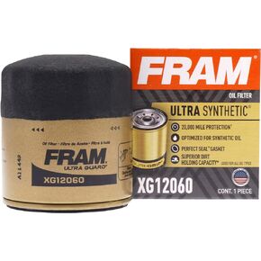 FRAM Ultra Synthetic Automotive Replacement Oil Filter, Designed for Synthetic Oil Changes Lasting up to 20k Miles, XG12060 with SureGrip (Pack of 1)