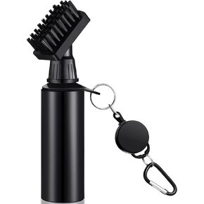 Meanplan Golf Clubs Cleaning Water Brush, Retractable Aluminum Climbing Hook Golf Club Groove Cleaner Brush, Nylon Brush Head and Squeeze Water Bottle Holds 4 Ounces of Water