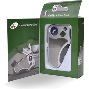 Golfer's Best Tool Golf Multitool All-IN-ONE - Stroke Counter, Divot Repair Tool, Brush, Ball Marker, Cleat Tightener, Club Groove Cleaner, Best Golf Gift Idea For Men Women, Souvenir, Present