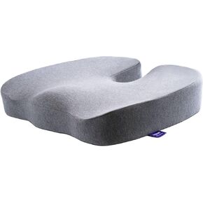 Gel Infused High Dense Memory Foam Seat Cushions for Office Chair, Car, Wheelchair-Coccyx Seat Cushion for Tailbone Pain Pressure Relief (Light Grey)