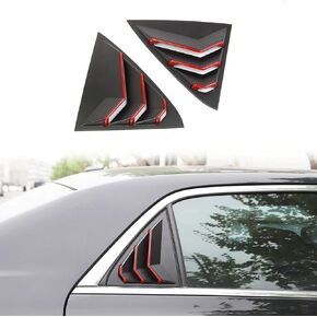 crosselec Side Window Louvers Air Vent Scoop Shades Cover Blinds ABS for Chrysler 300 2015-2021（Matte Black-Red Line）