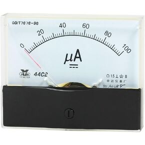 uxcell Analog Current Panel Meter DC 0-100uA 44C2 Ammeter 100x48x80mm for Automotive Circuit Testing Charging Battery Ampere Tester Gauge Pack of 1