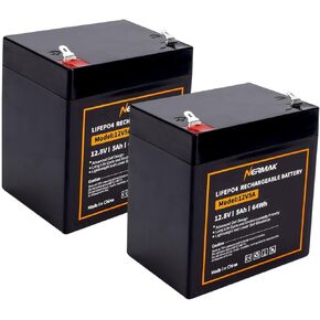 NERMAK 12V 5Ah Lithium LiFePO4 Deep Cycle Battery, 2000+ Cycles Lithium Iron Phosphate Rechargeable Battery for Power Wheels, Fish Finder and More, Built-in 6A BMS