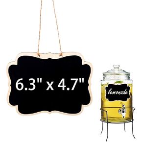 Hanging Chalkboard Signs 6.3''x4.7'' Wooden Reusable Smooth Surface Small Chalk Boards Double-Sided Little Labels for Food Pantry Beverage Baskets (Black, Pack of 6pcs)
