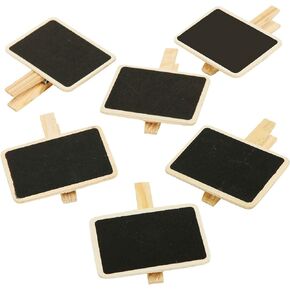 Akak Store 6 pc Mini Retangle Chalkboard with Wooden Blackboard Clip for Message Board Signs Wedding Birthday Party Decorations