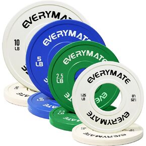 EVERYMATE Change Weight Plates 1.25LB 2.5LB 5LB 10LB Set Fractional Plate Olympic Bumper Plates for Cross Training Bumper Weight Plates Steel Insert Strength Training Weight Plates