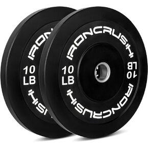 Iron Crush Olympic Bumper Plates Set - Virgin Rubber Weights for Strength Training - Fits 2" Barbells - Sold in Pairs