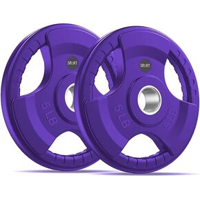 2-Inch Color Rubber Coated Olympic Grip Plate in Pairs or Single for Strength Training, Weightlifting and Bodybuilding, Solid Cast Iron Weight Plates for Barbell, 2.5LB/5LB/10LB/25LB/35LB/45LB, Two Years Warranty