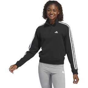 سويت شيرت نسائي من adidas Essentials 3-Stripes وربع سحاب